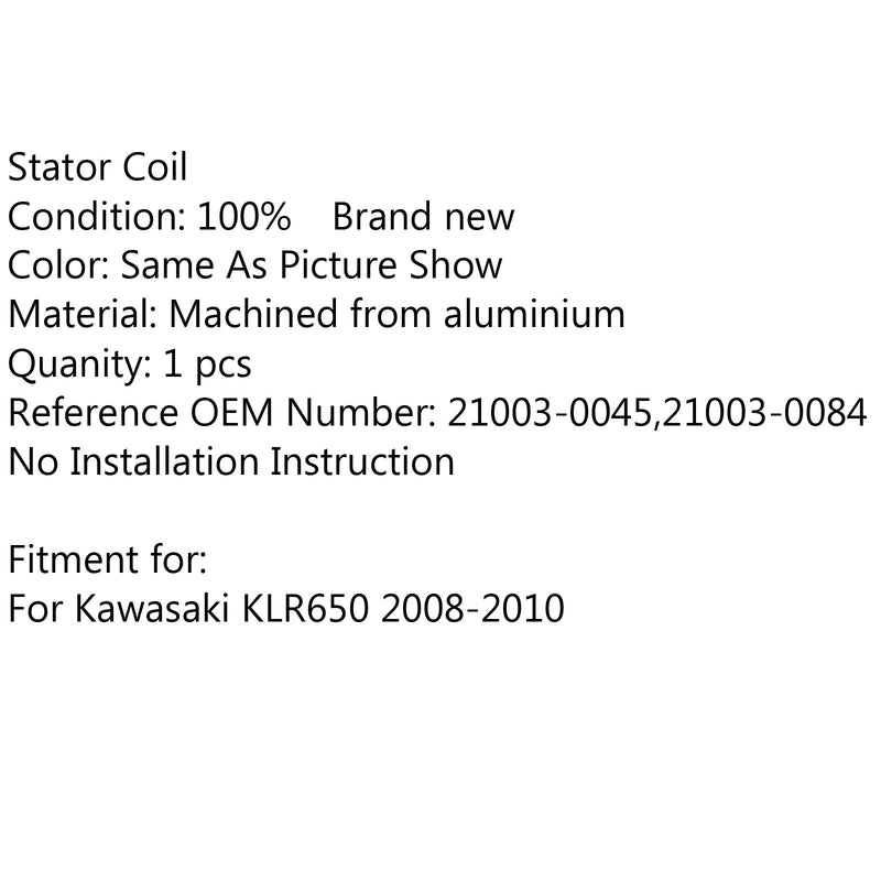 Bobina de estator generador magnético 21003-0045 para Kawasaki KLR 650 (08-2010) Genérico