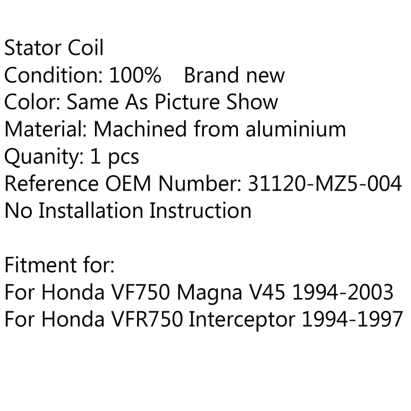Bobina do Estator do Gerador Magneto para Honda VF750 Magna V45 (94-03) Interceptor (94-97) Genérico