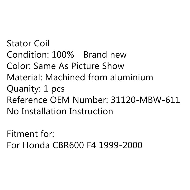 Bobina do estator do motor gerador magnético para Honda CBR 600 F4 (99-2000) Genérico