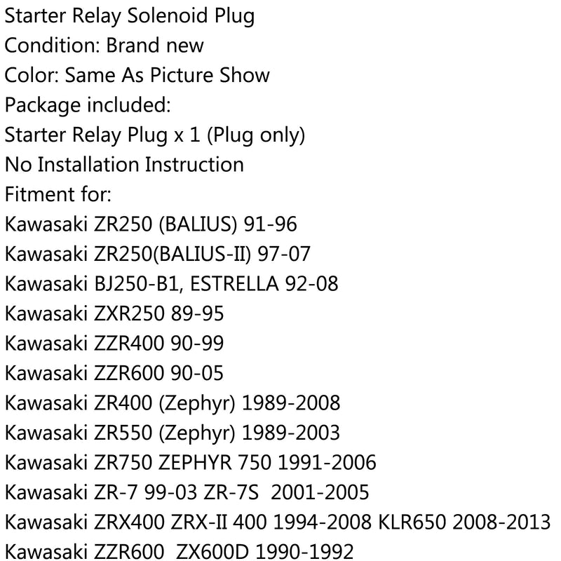 Conector enchufe rectificador regulador para Kawasaki ZR 250 400 550 750 ZZR 600 Generic