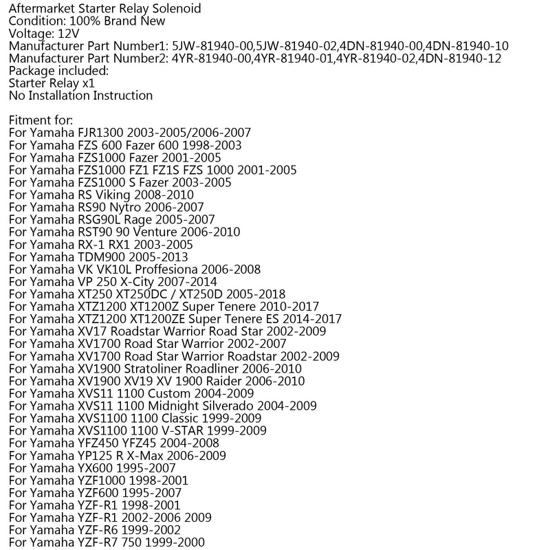 Startrelämagnet för Yamaha FJR1300 YZF-R1 YZF-R6 YZF-R7 YZF600 FZS1000 Generic