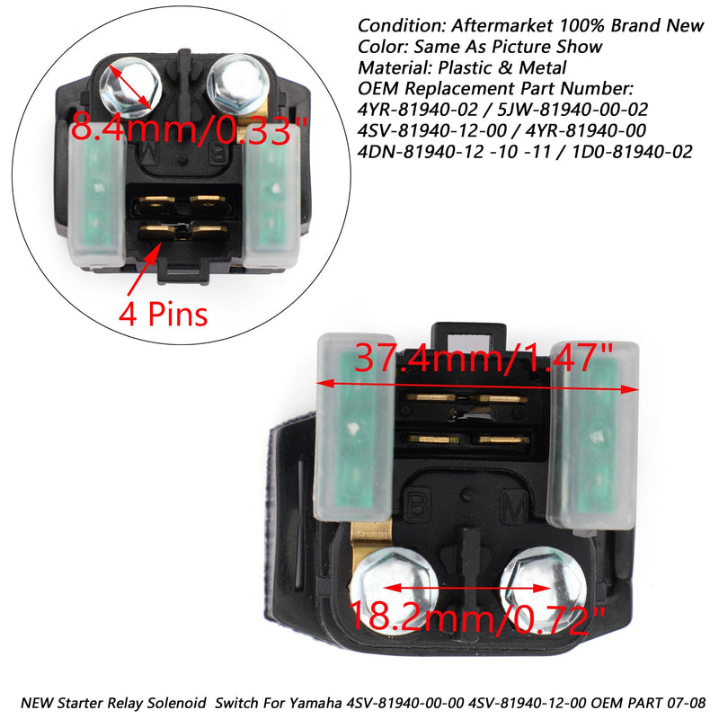 Anlasserrelais Solenoid für Yamaha 4SV-81940-00-00 4SV-81940-12-00 OEM PART 07-08 Generic