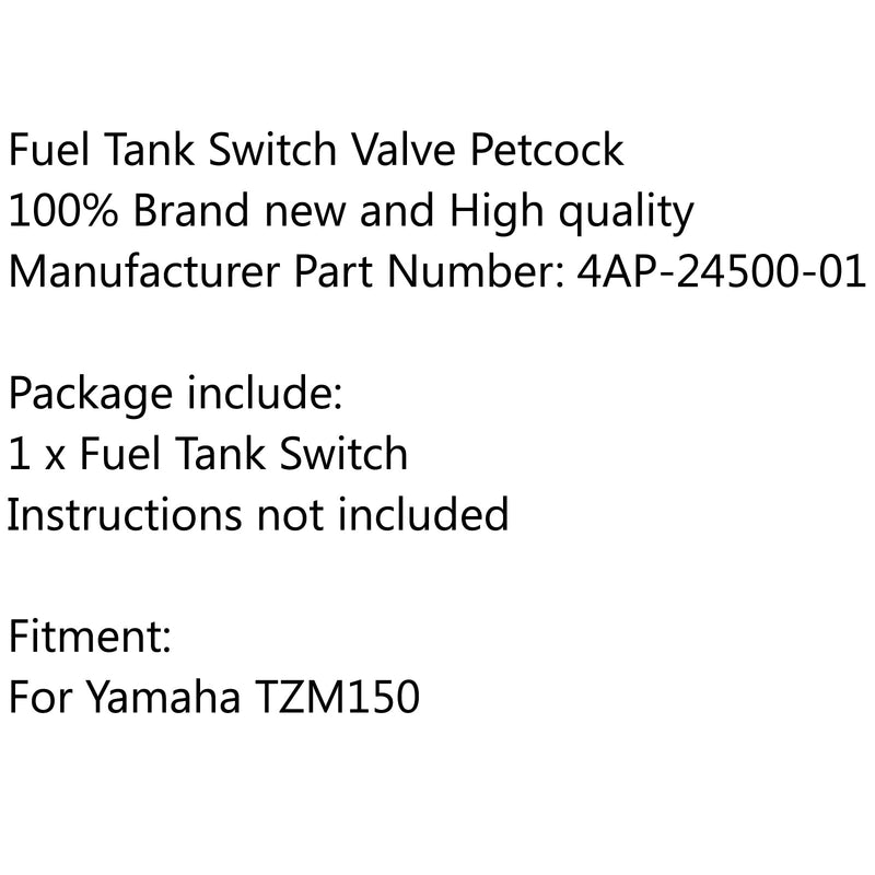 Bomba de válvula de comutação de combustível de tanque de gasolina Petcock 4AP-24500-01 para Yamaha TZM150 genérico