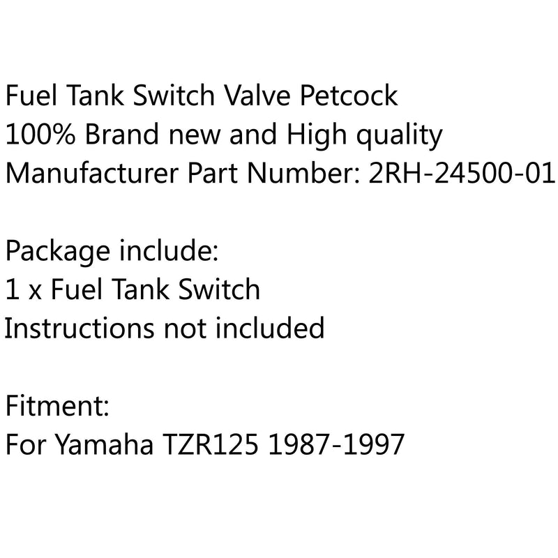 Válvula de interruptor de combustible para tanque de gasolina, bomba de purga 2RH-24500-01 para Yamaha TZR125 1987-1997