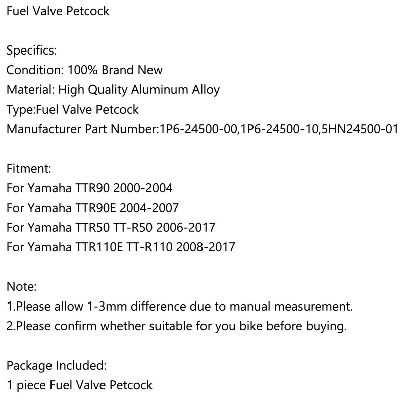 Petcock 1p6-24500-00 für Yamaha TTR90 TTR50 TTR110E TTR110