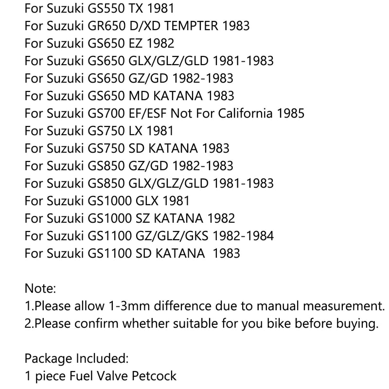 Gasbränsle Bensinventil Petcock 44300-45011 för Suzuki GS 300 GS450 GS550 GS650