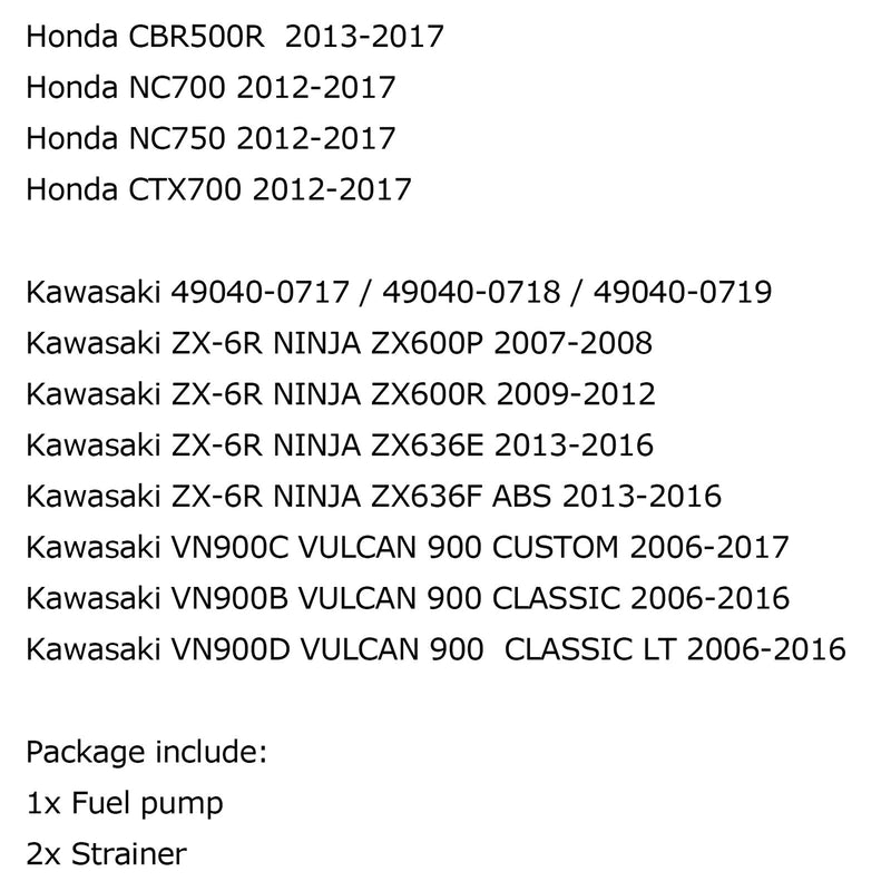 Drivstoffpumpe passer til Kawasaki ZX-6R Ninja ZX600P/R ZX636E/F ABS 2007-2016 VN900B/D