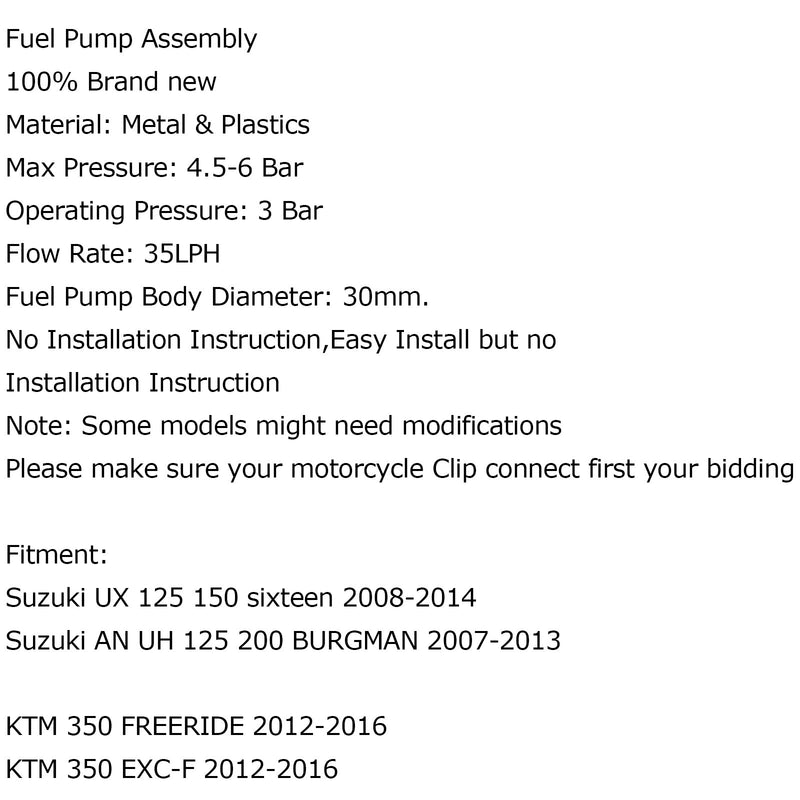 Polttoainepumppu KTM PE 250 350 690 390 450 570 125 DUKE 09-13 EX-F SX-F FREERIDE Generic