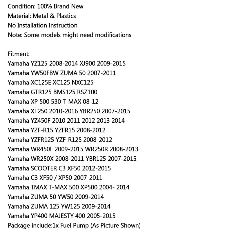 Tankin 30mm bensapumppu Yamaha WR250X WR450F WR250R GTR125 YZ125 YZF R15 R125