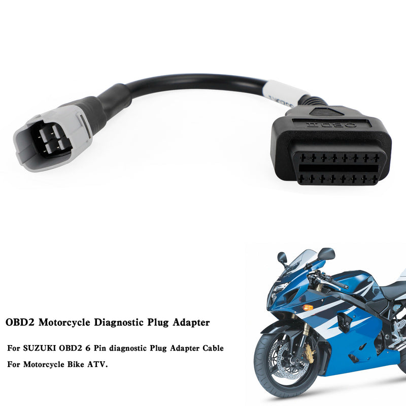 OBD2 6-pins diagnosekoblingsadapter for SUZUKI motorsykkelscooter ATV-kabel