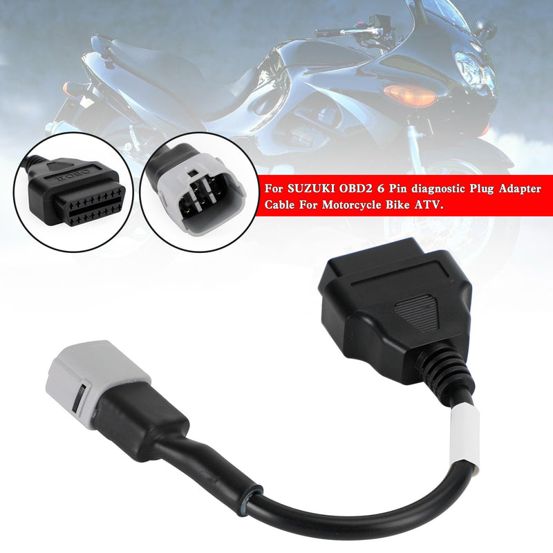 OBD2 6-pins diagnosekoblingsadapter for SUZUKI motorsykkelscooter ATV-kabel