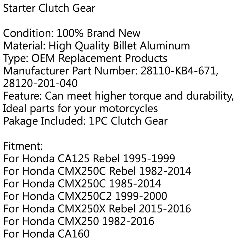 Frihjulslager startkoppling för Honda CA 125/175/ CB/CMX 250 CM185T Generic