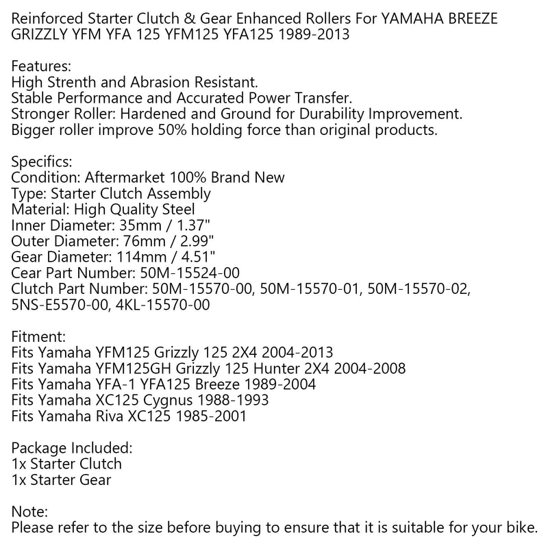 Starterkupplung Enhanced Roller für Yamaha Breeze Grizzly 125 YFM125 YFA125