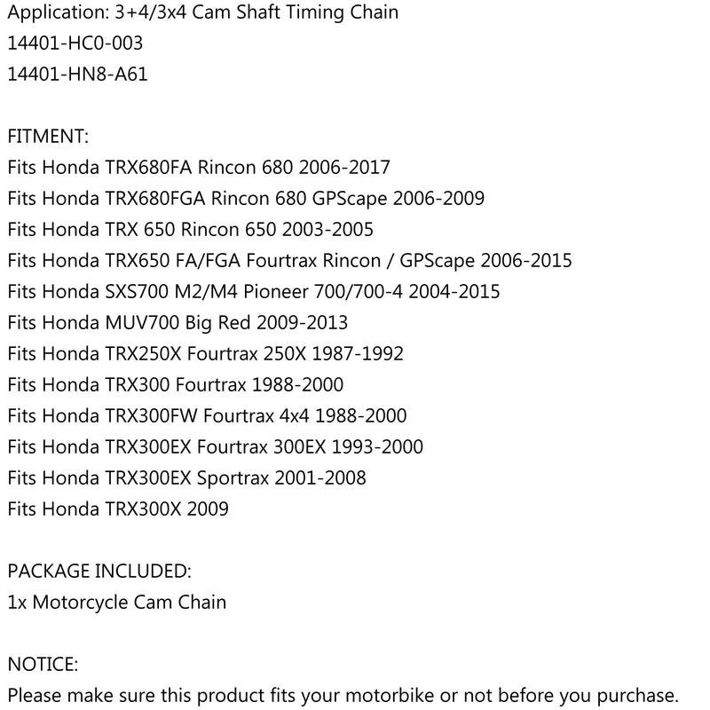 Steuerkette für Honda TRX250X TRX300EX TRX300 250X 300EX 14401-HC0-003 Generisch