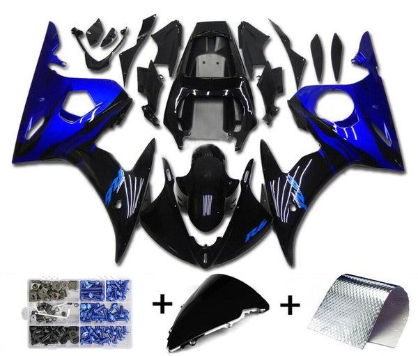 Fairing Injection Plastic Kit Fit For YAMAHA 2003 2004 YZF R6 Blue Black