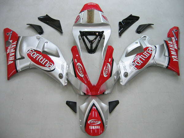 Carenagens 2000-2001 Yamaha YZF-R1 Prata Vermelho Fortuna Racing Generic