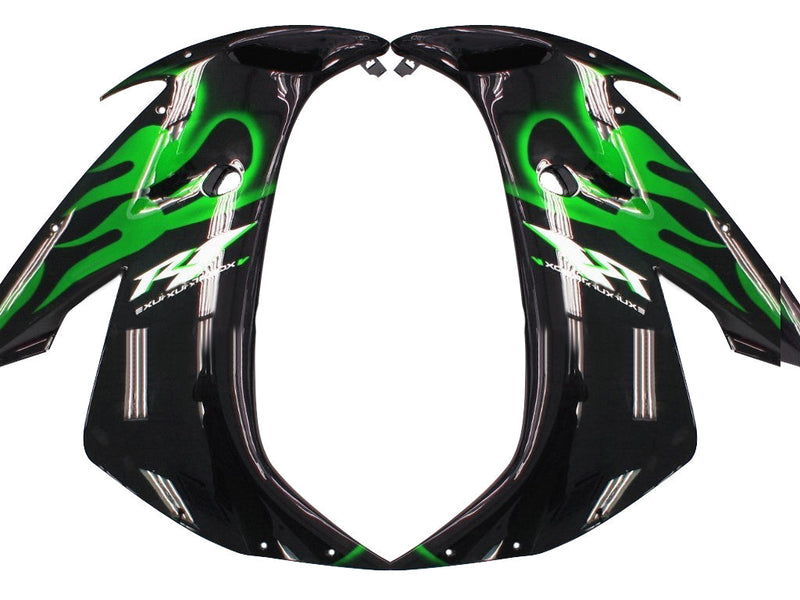 Fairings 2004-2006 Yamaha YZF-R1 Black & Green Flame R1 Generic