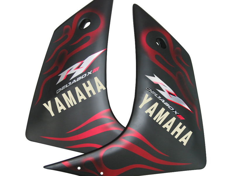 Owiewki 2007-2008 Yamaha YZF-R1 Czarny Matowy i Czerwony Płomień R1 Racing Generic