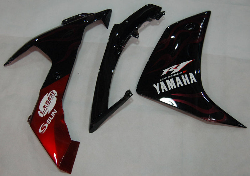 Fairings 2007-2008 Yamaha YZF-R1 Black & Red Flame R1 Racing Generic