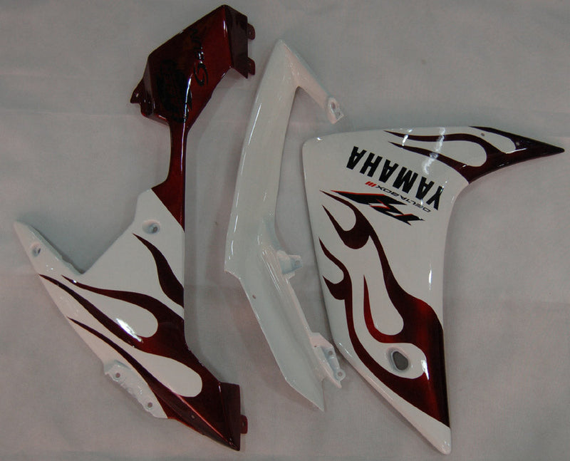 Fairings 2007-2008 Yamaha YZF-R1 White & Dark Red Flame R1 Generic