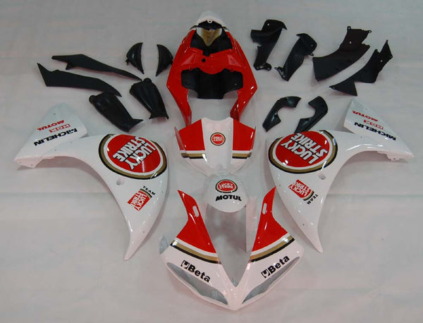 Carenagens 2009-2011 Yamaha YZF-R1 Branco Vermelho Lucky Strike R1 Racing Genérico