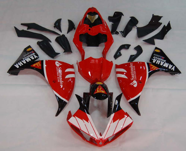 Carenagens 2009-2011 Yamaha YZF-R1 Red Black Santander Bank R1 Racing Generic