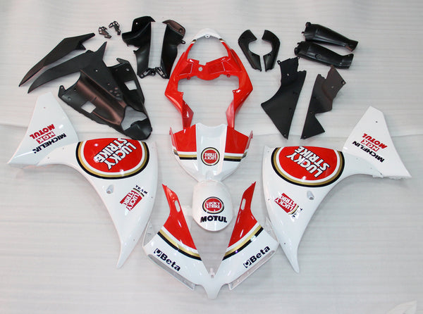 Carenagens Plástico 2012-2014 Yamaha YZF R1 Vermelho Branco Lucky Strike Genérico