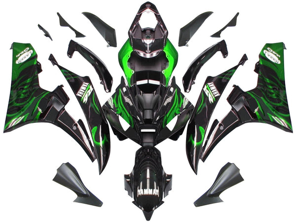 Fairings 2006-2007 Yamaha YZF-R6 Black & Green Flame R6 Generic