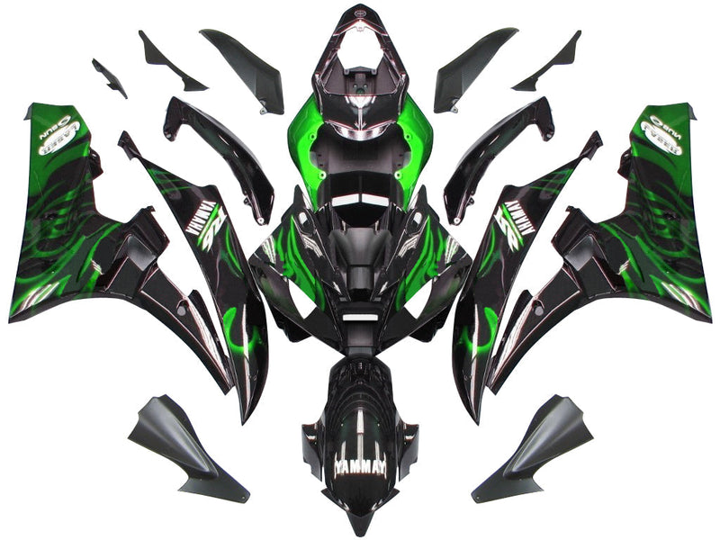 Owiewki 2006-2007 Yamaha YZF-R6 Black & Green Flame R6 Generic