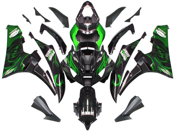 Carenagens 2006-2007 Yamaha YZF-R6 Black &amp; Green Flame R6 Racing Generic