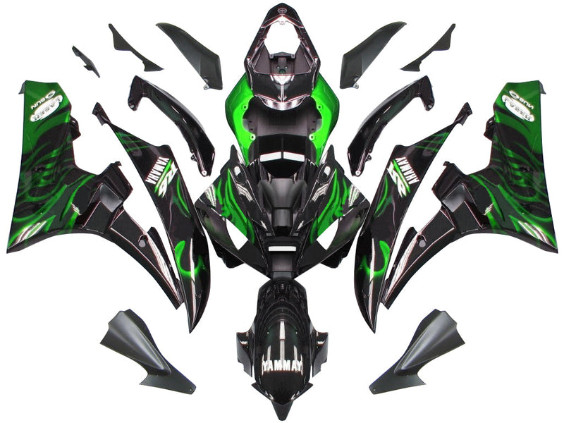 Owiewki 2006-2007 Yamaha YZF-R6 Black & Green Flame R6 Racing Generic