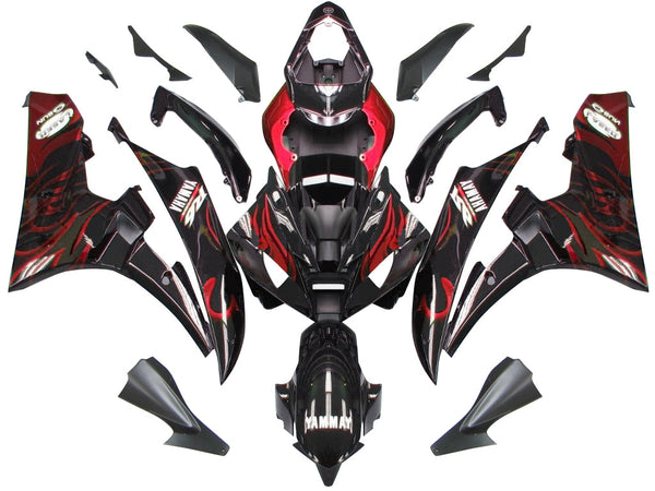 Fairings 2006-2007 Yamaha YZF-R6 Black & Red Flame R6 Racing Generic