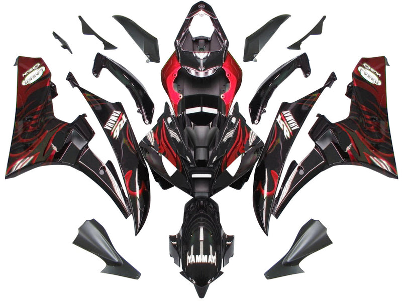 Fairings 2006-2007 Yamaha YZF-R6 Black & Red Flame R6 Racing Generic