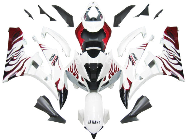 Carenagens 2006-2007 Yamaha YZF-R6 branco e vermelho chama R6 genérico