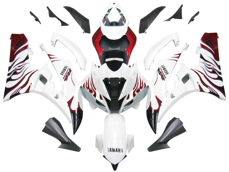 Carenados 2006-2007 Yamaha YZF-R6 Blanco y Rojo Flame R6 Genérico