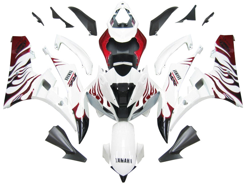 Verkleidungen 2006-2007 Yamaha YZF-R6 White &amp; Red Flame R6 Racing Generic