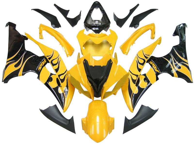 Carenados 2008-2016 Yamaha YZF-R6 Amarillo y Negro Flame R6 Genérico