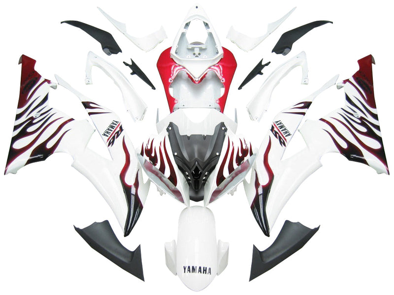 Owiewki 2008-2016 Yamaha YZF-R6 White & Red Flame R6 Racing Generic