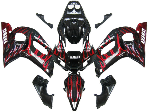 Carenagens 1998-2002 Yamaha YZF-R6 Black &amp; Red Flame R6 Racing Generic