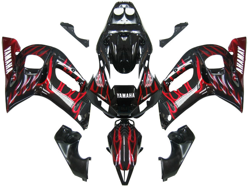 Verkleidungen 1998–2002 Yamaha YZF-R6 Black &amp; Red Flame R6 Generic