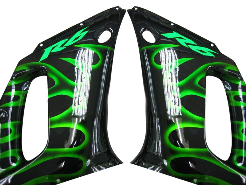 Fairings 1998-2002 Yamaha YZF-R6 Black & Green Flame R6 Generic