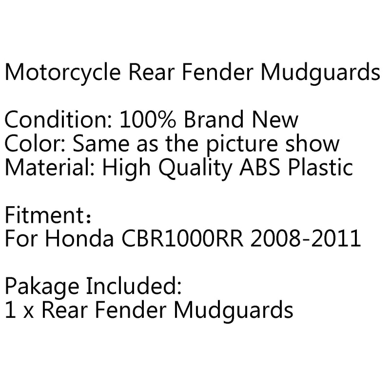 Pára-choque traseiro ABS Pára-choque para Honda CBR1000RR 1000 2008-2011 Genérico