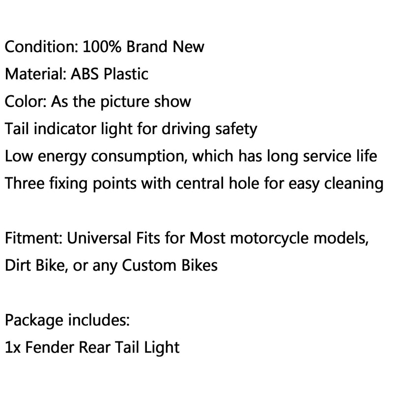 Motorrad Dirt Endure Bike LED Fender Tail Rear Brake Turn Nummernschildbeleuchtung Generic