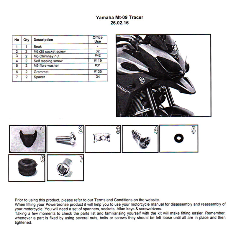 Extensão do bico do guarda-lamas dianteiro para Yamaha FJ-09 MT-09 Tracer 2015-2018