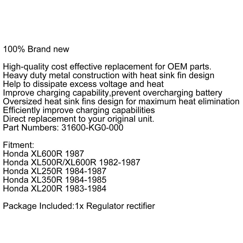 Regler -Gleichrichterspannung für Honda XL600R XL500R/XL600R XL250R/350R/200R