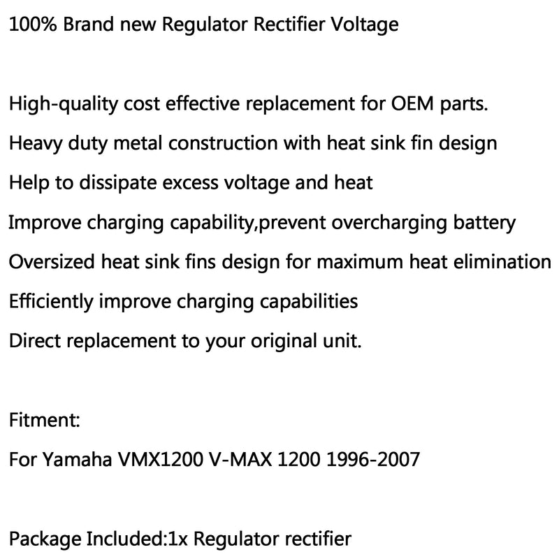 Regulador para Yamaha VMX 1200 V-Max 1200 1996-2007 2004 2005