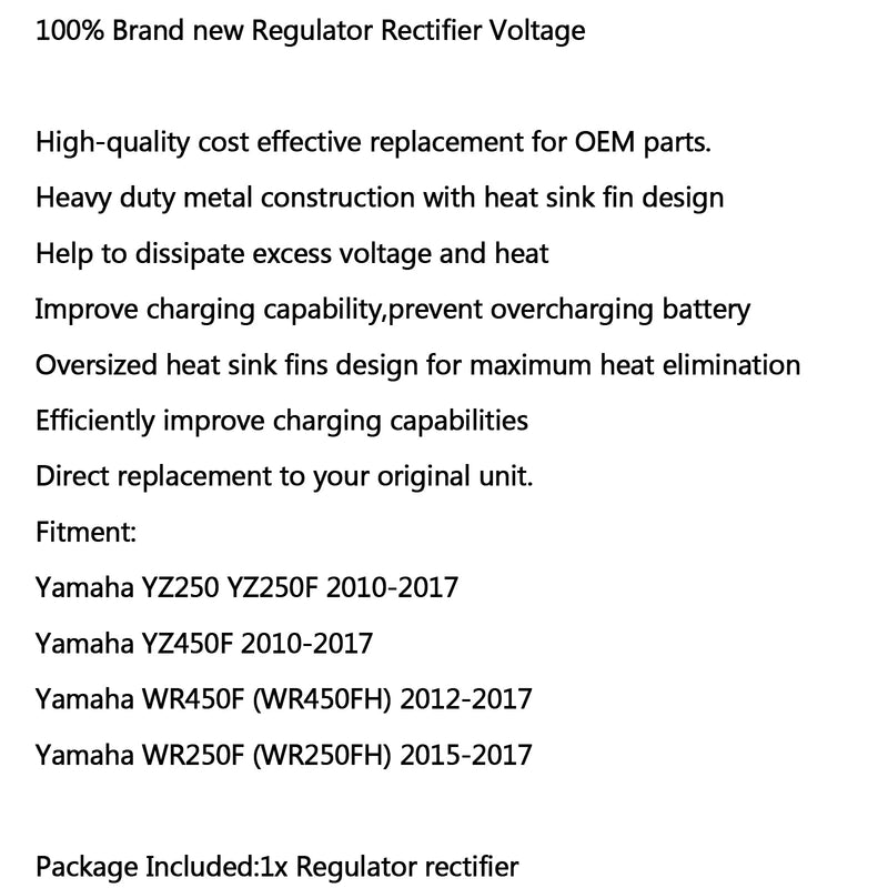 Reglergleichrichter für Yamaha YZ250 YZ250F YZ450F 10-17 WR450F 12-17 WR250F Generic