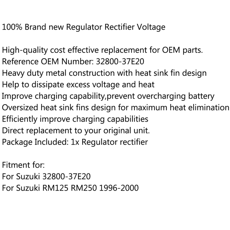 Regulador de Tensão Retificador para Suzuki 32800-37E20 RM125 RM250 1996-2000 Genérico