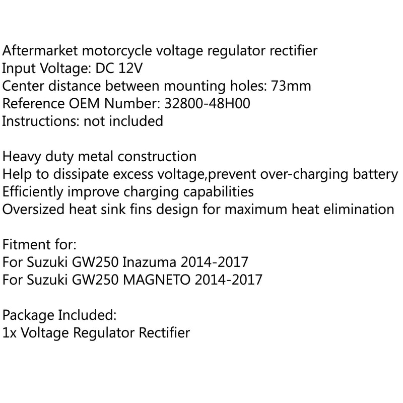 Spannungsreglergleichrichter für Suzuki GW250 Inazuma MAGNETO 2014–2017 2015 generisch
