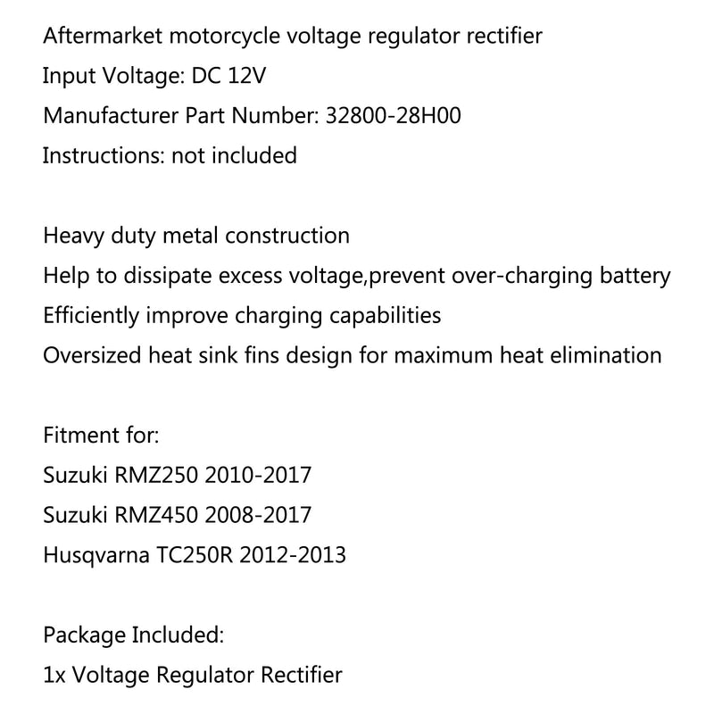 Regulador de Tensão Retificador para Suzuki RMZ450 2008-2017 RMZ250 2010-2017 Genérico